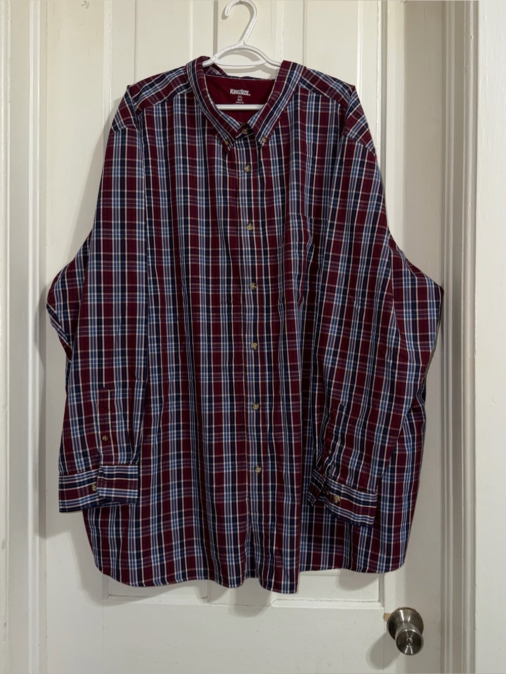 Men's‎ plus size 5X Maroon Plaid Button-Up Shirt king size